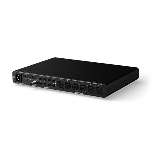 Audient EVO16 Interfaz de audio, tecnología de conversión de última generación (24 entradas/salidas, Smartgain multicanal, loopback de audio, 8 amplificadores de micrófono, conexión USB-C), Negro