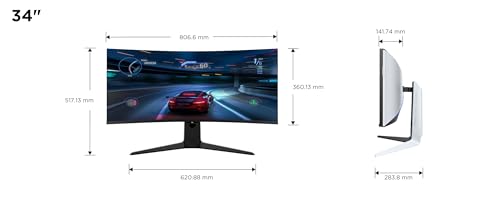 TCL 34R83Q 34 pulgadas WQHD Mini-LED 1500R Monitor Gaming Curvo, 170Hz, 1ms de tiempo de respuesta, AMD FreeSync™ Premium, Resolución 3440 x 1440, 21:9, 1600nits, Display HDR1400, Flicker Free, Tipo-C