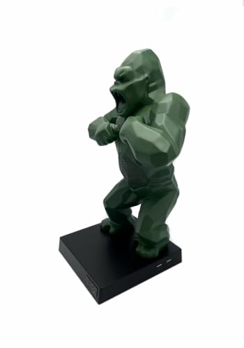 ORLINSKI Altavoz Bluetooth Kong Kaki Mat, 2 Altavoces de 8W, Cargador Inalámbrico, Estuche de Viaje + Casco de coleccionista de Plata