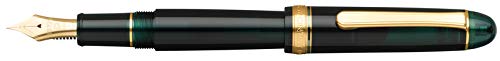 PLATINUM Pluma estilográfica japonesa #3776 Century Gold Trim Laurel Green M/Verde/0,34-0,44 mm/Hecho a mano/Pluma de oro de 14 quilates/con caja de regalo/pluma estilográfica, PNB15000-41M