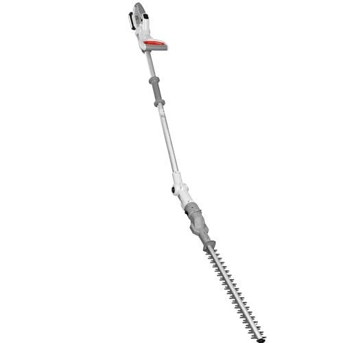 IKRA Tijeras Cortasetos 2 en 1 ICPH 2050 con pértiga telescópica para setos Altos, Incl. batería de 20V, estación de Carga y Cinta de Hombro