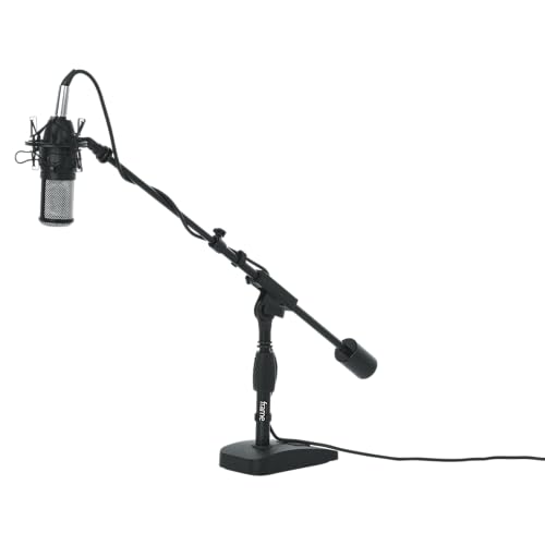 Gator Frameworks - Soporte de micrófono de base corta con peso con brazo telescópico y peso de contador de 2.5 libras; ideal para escritorio, grabación y transmisión (GFW-MIC-0822)