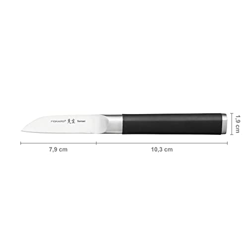 Fiskars Set de cuchillos, Sensei, 5 piezas, Cuchillo chef, Cuchillo pan, Cuchillo Santoku, Cuchillo verduras, Cuchillo para pelar, Acero inoxidable con alto contenido de carbono/plástico, 1025845