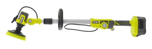 RYOBI RWTS18-0 - Cepillo motorizado telescópico de 18 V, diámetro 150 mm, 210 RPM, Palo de 1 m a 1,4 m, Cepillo de Espuma de cerdas Medianas con depósito de Agua y detergente