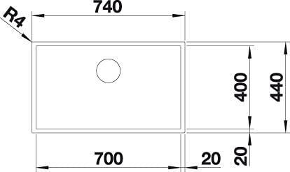 Blanco 526246 Fregadero de Cocina, Acero Inoxidable Dark, 700mm-ohne Armaturenbank