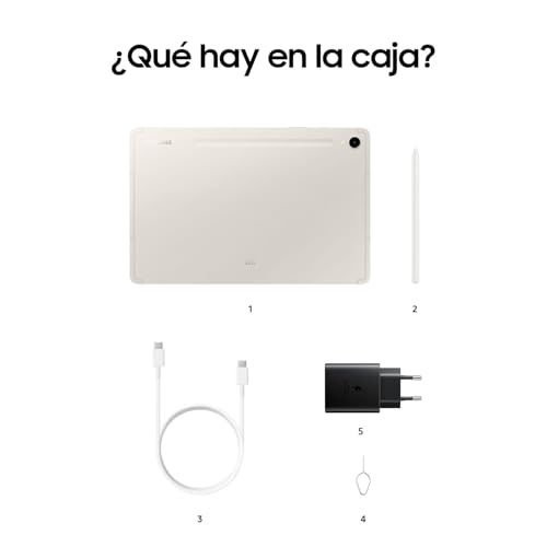 Samsung Galaxy Tab S9, 128 GB, 5G + Cargador 45W - Tablet Android con IA, Ranura MicroSD, S Pen Incluido, Beige (Versión Española)