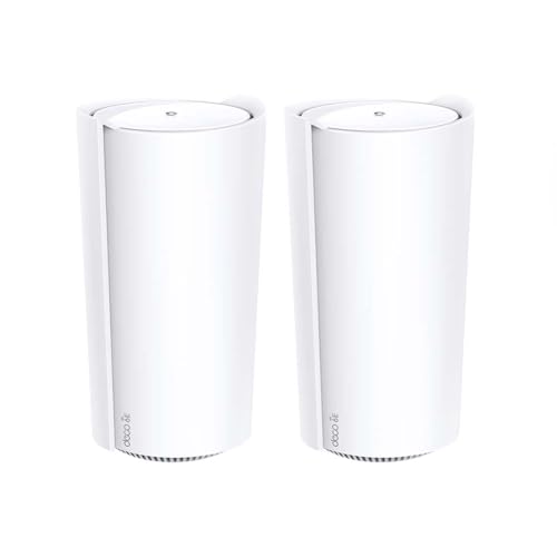 TP-Link Deco XE200(2-Pack) - Sistema WiFi 6E Mesh AI AXE11000, Tri-Banda, 2.4Ghz/5GHz/6GHz, óptimo Casas hasta 6 Dormitorios, Modo Ap, 1x Puerto 10Gbps/2x Puerto Gigabit, WPA3, Fácil Configuración