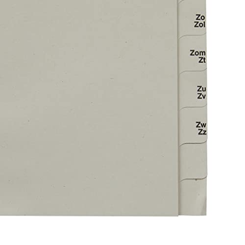 Leitz Índices A-Z para Archivadores de 150 Hojas, Media Altura, Extra Ancho, 100 % Papel Reciclado, Etiqueta Ángel Azul, Gris, 13530085