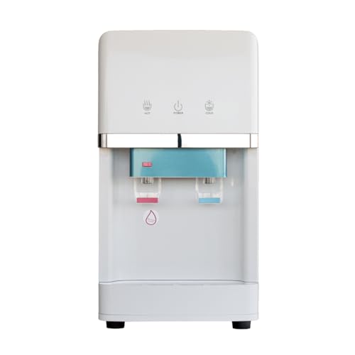 Fuente de Agua con Osmosis Inversa de 5 etapas. Modelo: Bbagua White Mini Cooler RO 2T. Filtros Inline estándar. Dispensación de Agua fría y Natural o fría y Caliente. Bbagua.
