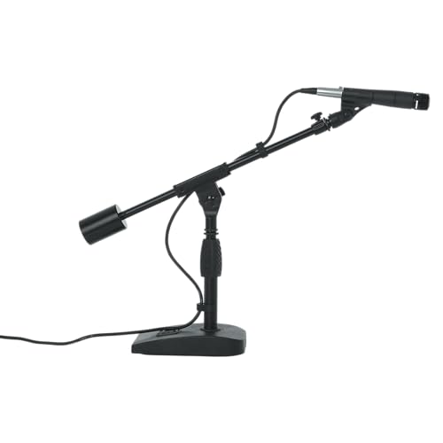 Gator Frameworks - Soporte de micrófono de base corta con peso con brazo telescópico y peso de contador de 2.5 libras; ideal para escritorio, grabación y transmisión (GFW-MIC-0822)