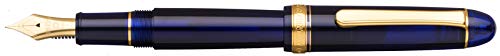 PLATINUM Pluma estilográfica japonesa #3776 Century Gold Trim Chartres Blue F/Azul/0,28-0,34 mm/Hecho a Mano/Pluma de Oro de 14 quilates/con caja de regalo/pluma estilográfica, PNB15000-51F
