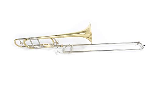 Roy Benson Trombón tenor en Sib/F TT-236F (válvula de cuarto de galón, calibre de 13,34 mm, campana de latón de 8", máxima brillantez de sonido, diseño ergonómico, en un práctico estuche con forma)