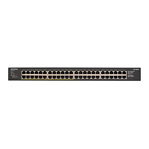 NETGEAR Switch PoE de 24 Puertos GS348PP | Switch Ethernet Gigabit de 48 Puertos con 24x PoE+ Consumo 380W |Montaje de sobremesa o en Bastidor | Carcasa de Metal Resistente