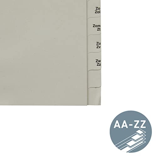 Leitz Índices A-Z para Archivadores de 150 Hojas, Media Altura, Extra Ancho, 100 % Papel Reciclado, Etiqueta Ángel Azul, Gris, 13530085
