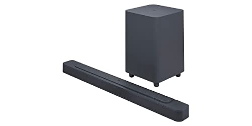 JBL Bar 500 Barra de sonido de 5.1 canales y altavoz de graves de 10 pulgadas, MultiBeam y Dolby Atmos, sonido 3D envolvente, con AirPlay, Alexa Multi-Room Music y Chromecast, negro