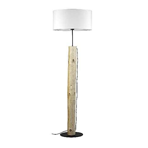 Homemania HOMBR_0313 Lámpara de Piso Foster, Lámpara de Pie, Sala de Estar, Suelo, Metal, Tejido, Madera, Blanco/Negro, 50 x 30 x 161