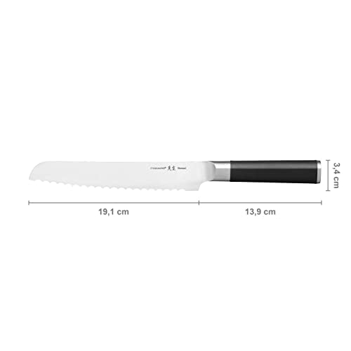 Fiskars Set de cuchillos, Sensei, 5 piezas, Cuchillo chef, Cuchillo pan, Cuchillo Santoku, Cuchillo verduras, Cuchillo para pelar, Acero inoxidable con alto contenido de carbono/plástico, 1025845
