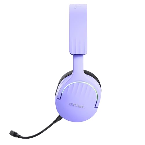 Trust Gaming GXT 491P Fayzo Cascos Gaming Inalámbricos Bluetooth + 2.4 GHz, 7.1 Sonido Envolvente, Batería de 22 Horas, Auriculares Inalámbricos RGB Over-Ear PC PS5 PS4 Switch - Morado