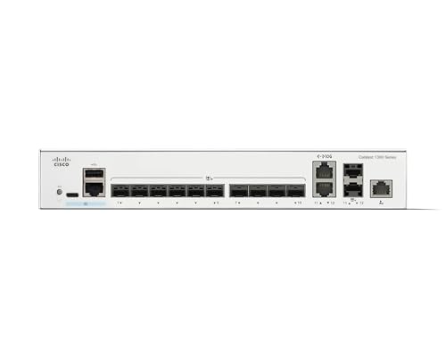 Switch gestionado Cisco Catalyst 1300-12XS, 10 Puertos SPF+ de 10G, 2x10GE SFP+ Combo, protección Limitada de por Vida (C1300-12XS)