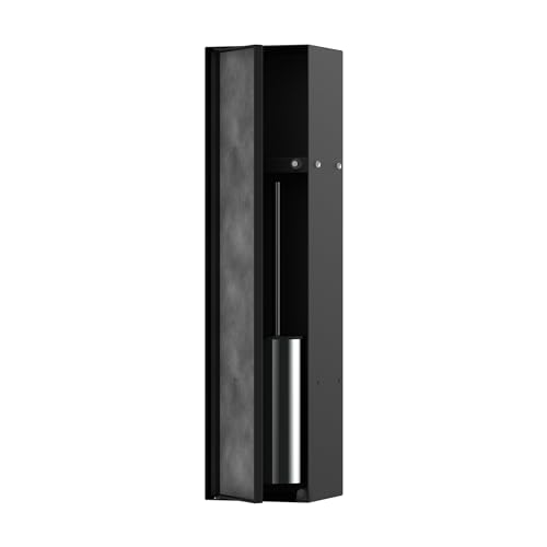 hansgrohe XtraStoris Rock, escobillero baño empotrado con repisa y puerta alicatable, nicho de pared baño, escobilla wc empotrada, escobilla baño empotrada, accesorios baño, negro mate, 56060670