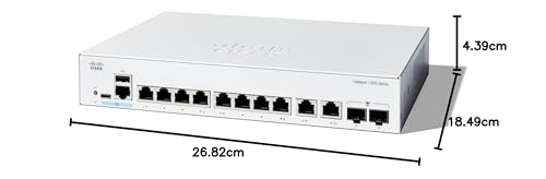 Cisco Switch administrado Catalyst 1300-8T-E-2G, GE de 8 Puertos, PS Externa, Combo GE 2x1, protección Limitada de por Vida (C1300-8T-E-2G)