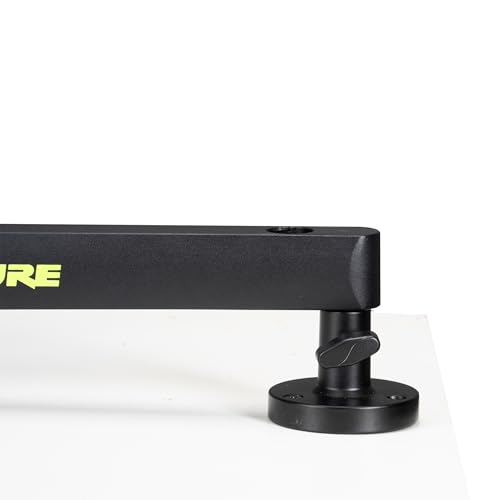 Shure by Gator Soporte premium de perfil bajo para micrófono de escritorio; totalmente ajustable para podcasts, streaming y configuraciones de home office (SH-BROADCAST2)