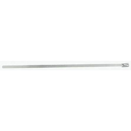 RS PRO Bridas de acero inoxidable 316 con cierre de bola metálico, 12 mm x 440 mm, 100 unidades, paquete de 100 unidades