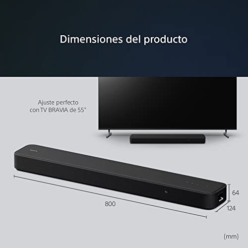 Sony HT-S2000 Barra de Sonido TV con Bluetooth, pequeña y compacta, Dolby Atmos, 3.1 Canales