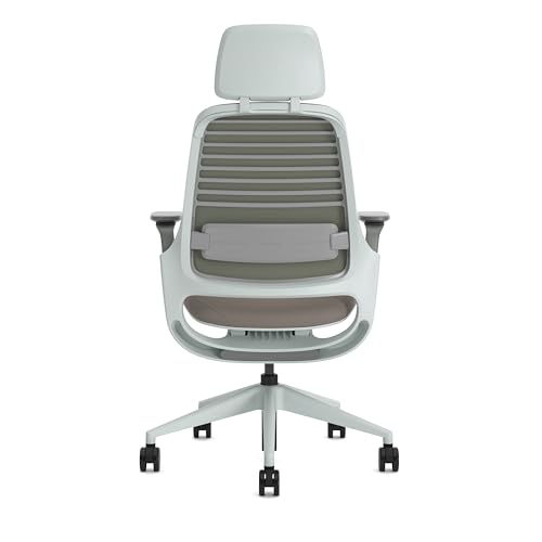 Steelcase Series 1, Silla de Oficina ergonómica con sujeción Lumbar, Brazos 4D y reposa Cabeza Regulables, Respaldo de Malla Trufa