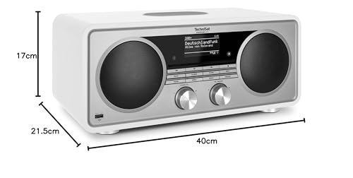 TechniSat DIGITRADIO 602 - Radio por Internet Estéreo (Dab, FM, Sistema 2.1 de 70 vatios con Subwoofer, CD, USB, Transmisión Bluetooth, AUX, WLAN, Despertador, Spotify, Control Remoto) Blanco