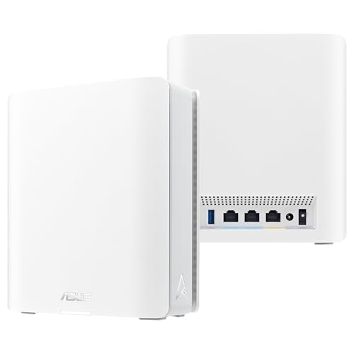 ASUS ZenWiFi BT10 2-Pack - WiFi 7 Mesh tribanda, 18 Gbps, 557 m2 (2 Unidades), Dos Puertos 10G, Seguridad y Controles parentales incluidos, Smart Home Master SSIDs, Mobile Tethering 4G y 5G, Blanco
