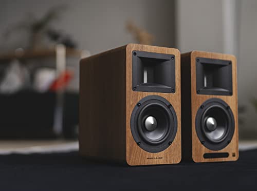 EDIFIER AIRPULSE A80 - Sistema de altavoces de estantería 2.0 (100 W) con Bluetooth V5.0 (aptX), tweeter de bocina de cinta para agudos precisos y claros, posibilidades de conexión versátiles, incluye