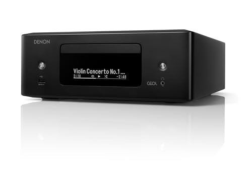 Denon RCD-N12DAB - Sistema Compacto con Amplificador HiFi, Reproductor de CD, transmisión de música, HEOS Multiroom, Bluetooth, Wi-Fi, AirPlay 2, Compatible con Alexa, 2 entradas de TV óptica, Radio