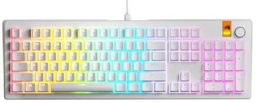 Glorious Gaming GMMK 3 HE Med dynamiska avtryckare, Hall Effect, 8K uppdateringsfrekvens, MX- Och magnetbrytare, 100% fullstorlek, modulärt packningssystem, doubleshot PBT-tangenter, USA QWERTY - Vit