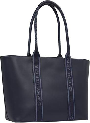 Tommy Hilfiger Bolso Tote Mujer con logotipo, Azul (Space Blue), Talla Única