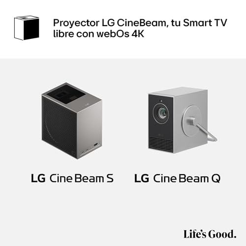 LG PU615U - Proyector CineBeam S, 4K UHD, 40 hasta 100", Smart TV con webOS, Tiro Ultra Corto, Láser RGB 500 Lúmenes, Dolby Atmos, HDMI eARC y USB-C