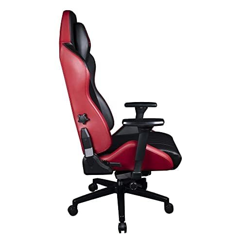 Konix Drakkar Silla de Oficina Gaming Odin - Inclinación del Asiento 160° - Cuero de Poliuretano Liso - Motivo Vikingo - Negro y Rojo