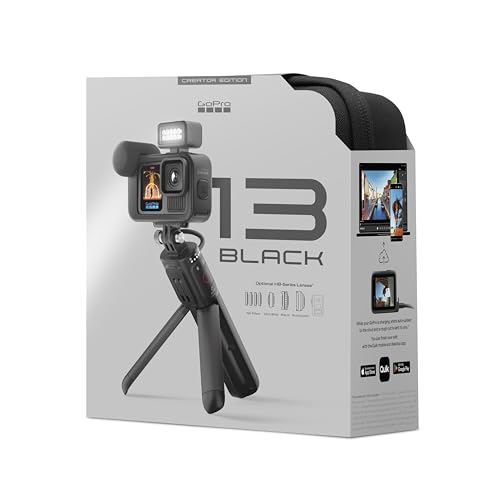 GoPro HERO13 Black Creator Edition - HERO13 Black, Volta (empuñadura de batería, trípode, Control Remoto), Media + Light Mod, batería Enduro, Soporte de Cierre magnético y Estuche de Transporte