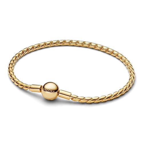 PANDORA Moments 564028C00-19 - Pulsera de plata de ley con aleación de metal chapada en oro de 14 quilates, compatible con Moments, tamaño: 19 cm