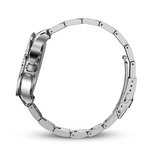 Wenger Reloj de Hombre Seaforce Analógico Quarz, Ø 43 mm, Swiss Made, Resistente al Agua hasta 200 m, Naranja/Azul, Correa de Acero Plata, 01.0641.141