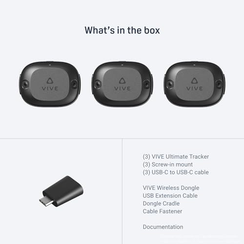 HTC Vive Ultimate Tracker 3 Pack, con Dongle Seguimiento Corporal Completo para RV