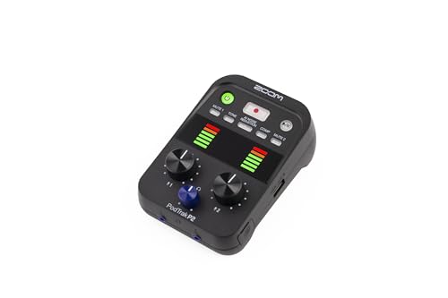 Zoom - P2 PodTrak grabadora de podcast portátil e interface de audio USB, mezclador de podcasts e interface para grabar podcasts móviles con calidad de transmisión, 2 entradas de micro USB
