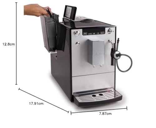 Melitta Solo&Perfect Milk E957-203, Cafetera Superautomática con Molinillo, Auto Capuchinador, 15 Bares, Café en Grano, Limpieza Automática, Personalizable, Plata