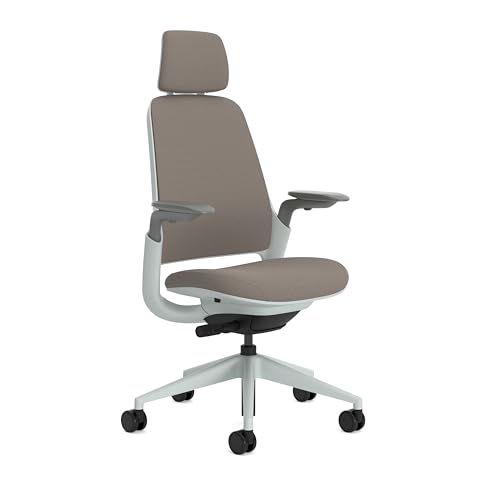 Steelcase Series 1, Silla de Oficina ergonómica con sujeción Lumbar, Brazos 4D y reposa Cabeza Regulables, Respaldo de Malla Trufa