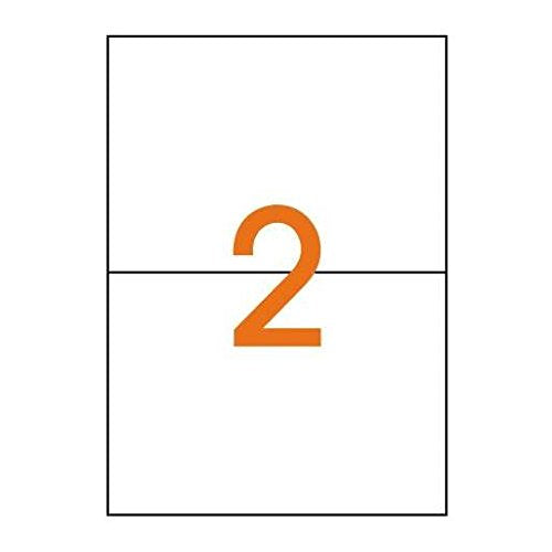 APLI 1787 - Etiquetas blancas permanentes adhesivas imprimibles, Inkjet-Laser-Copy, tamaño etiqueta 210 x 148 mm, cantos rectos, pack de 500 hojas A4 (1000 etiquetas), ideal para sobres