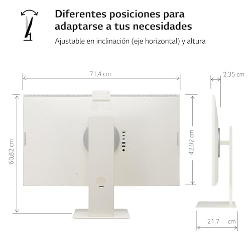 LG 32SR85U-W - MyView Smart Monitor, 32 Pulgadas, 3840 x 2160 (Ultra HD 4K), Panel IPS, webOS 23, ThinQ App, Web CAM, Blanco