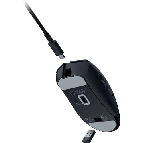 Razer DeathAdder V3 HyperSpeed - Ratón ergonómico e-Sports inalámbrico Ultraligero para Juegos con 26K dpi (55g, Revestimiento Suave al Tacto, 100h de duración de la Pila, HyperSpeed 8K Hz) Negro