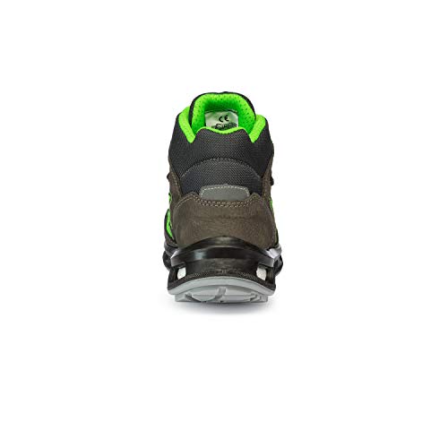 U-Power Red Lion Hummer, Safety Shoes,Zapatos de Seguridad, Altos, Ligeros y Flexibles, Antiperforación, Antipinchazos, con Inserto Infinergy, con Puntera de Aluminio - Grey & Green 41