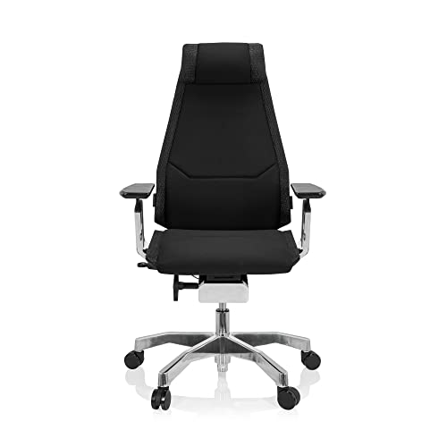 hjh OFFICE 652848 Silla de Oficina GENIDIA Pro Silla giratoria ergonómica, Fabric Black