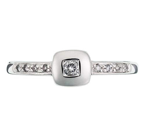 Orphelia Anillo para mujer de oro blanco 750 rodiado y diamante (0,1 ct) blanco, talla redonda - RD-33349, Diamond,